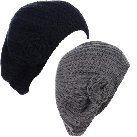 4662 Byos Ladies Winter Solid Chic Slouchy Ribbed Crochet Knit Beret Beanie main image 7